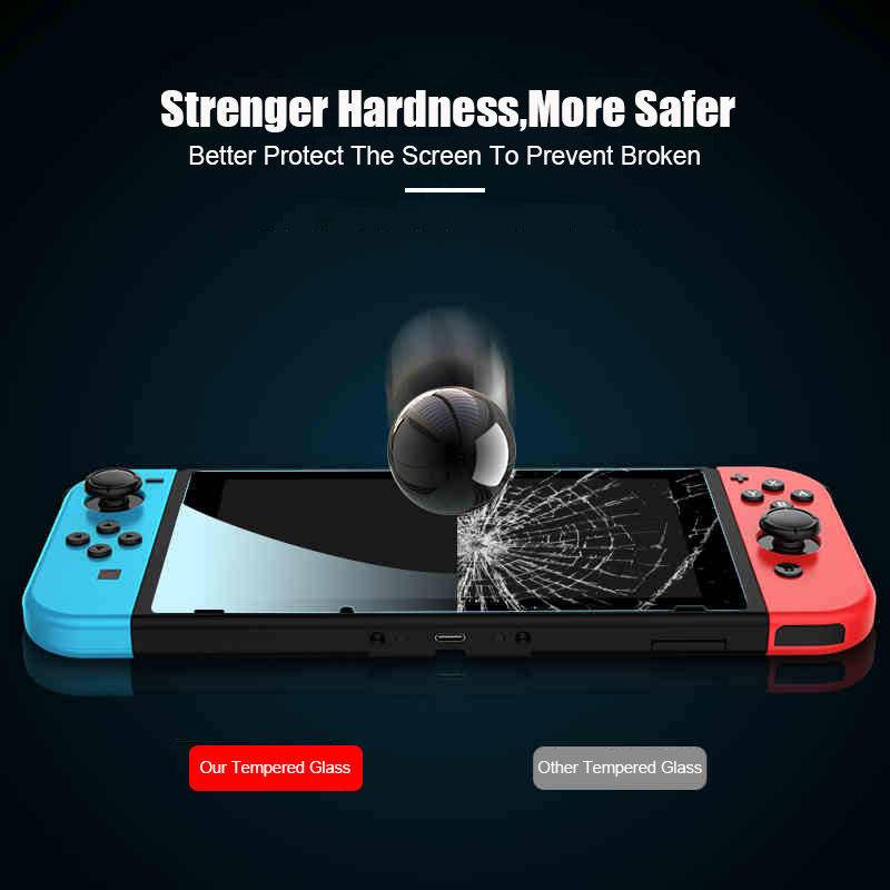 Film Pelindung Tempered Glass Untuk Nintendo Switch Oled Lite Konsol Game HD Curved Edge Full Cover Screen Protector