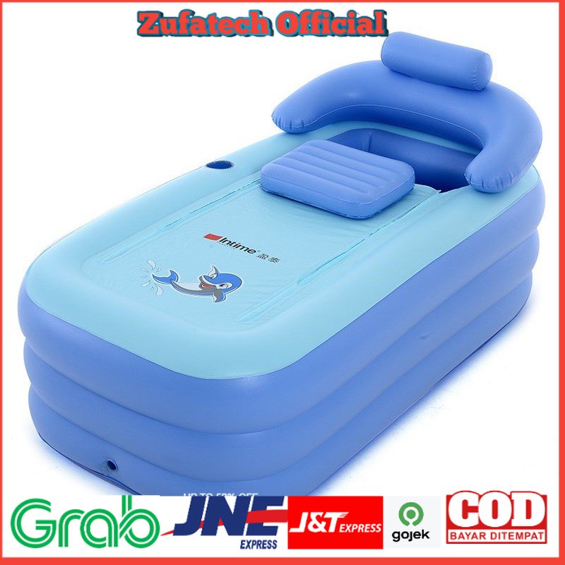 Intime Spa Bathtub Portable 160 x 84 x 64 cm dengan Pompa - YT-038B - Blue