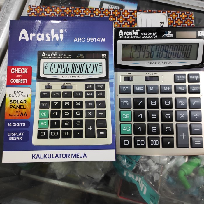 

FREE ONGKIR Kalkulator Arashi ARC 9914W 14 Digit / Check & Correct / 2 Power