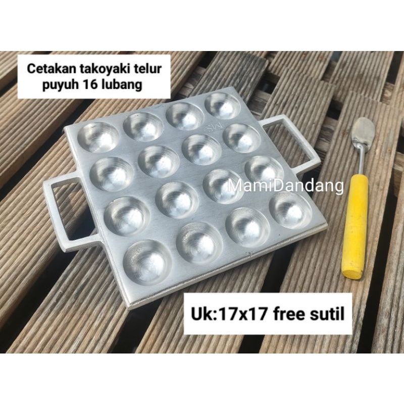 Cetakan takoyaki 16 lubang/cetakan takoyaki bola telur puyuh goreng bulat