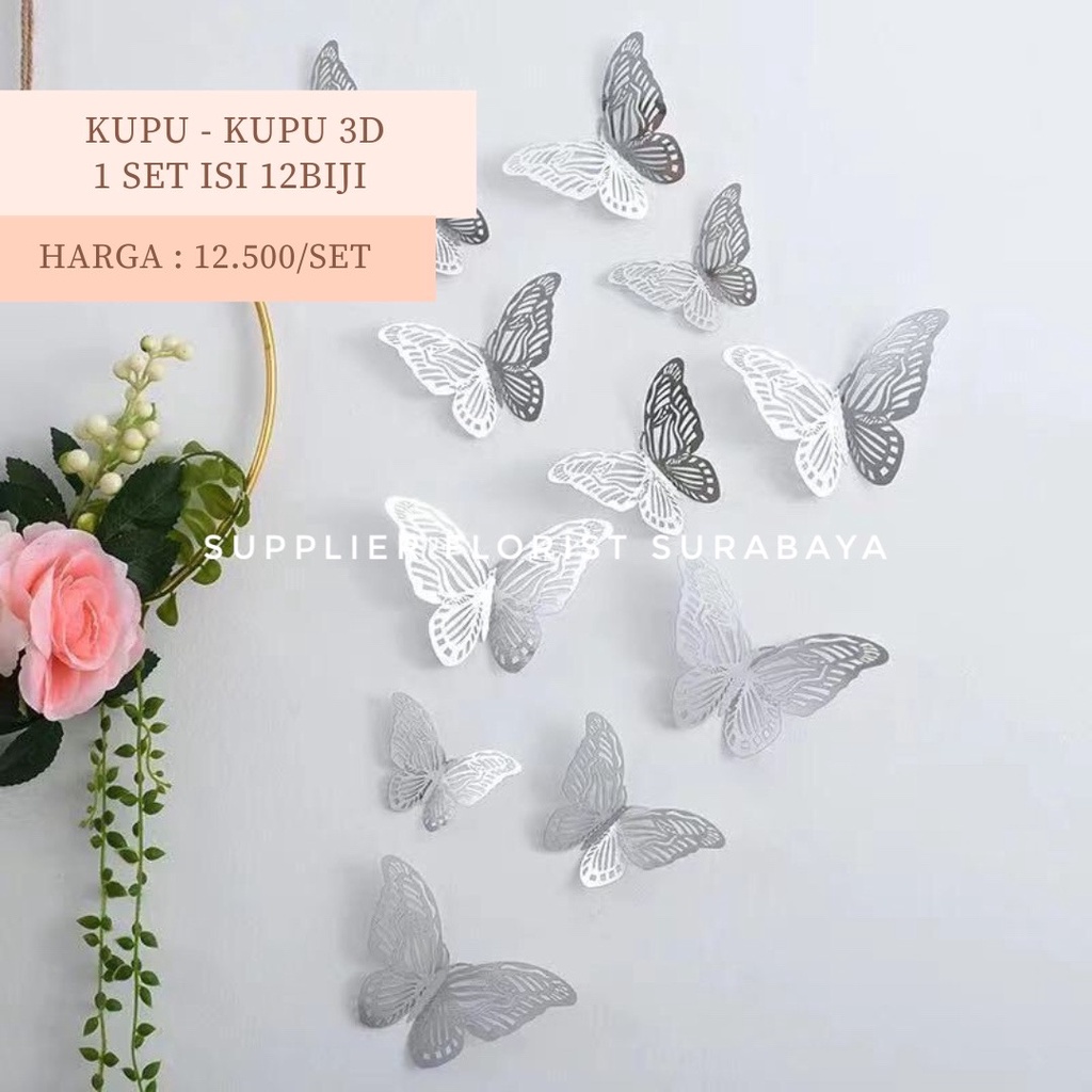 TOPPER HIASAN KUE KUPU KUPU BUTTERFLY CAKE TOPPER ULANG TAHUN HIASAN MINIATUR KUPU KUPU 3D PINK UNGU