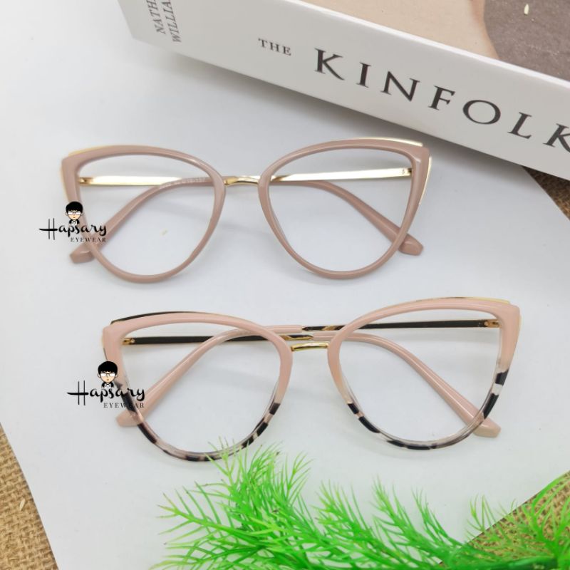 Frame Kacamata Wanita Cat Eye F3002 Minus Antiradiasi Blueray | Anti UV Photocromic | Bluecromic | Terbaru