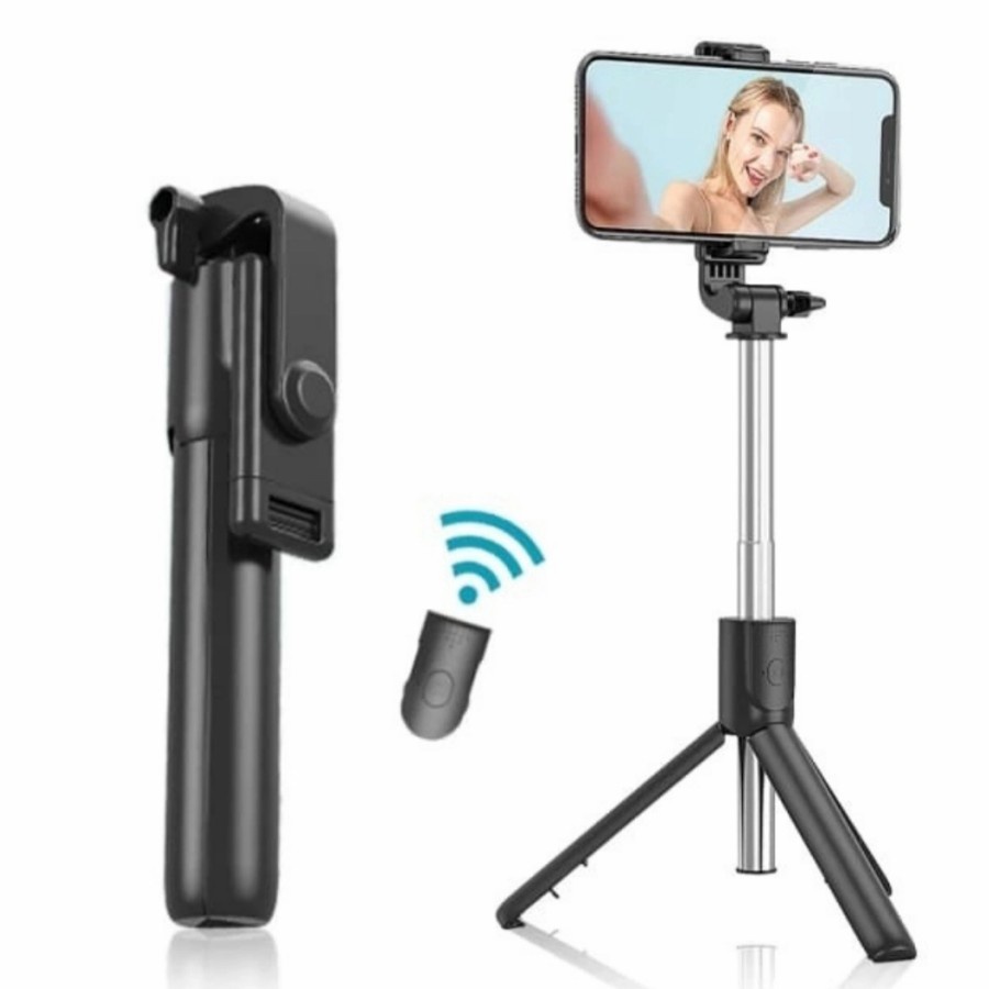 Tongsis Tripod R1 3IN1 Selfie Stick 360 Derajat + Tomsis Bluetooth