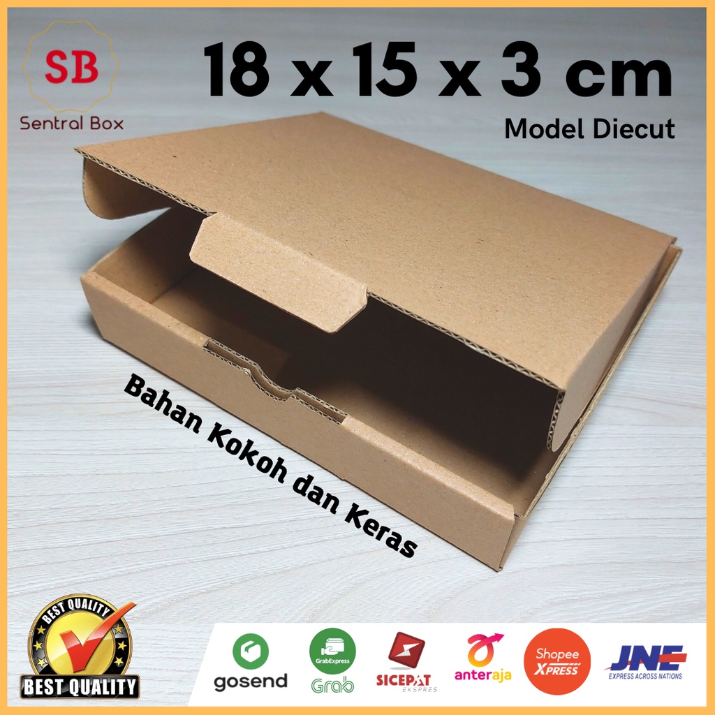 

( Min.order 5 pcs ) Kardus 18 x 15 x 3 cm.......... Die Cut ( pembelian di atas 10 pcs harganya lebih murah )