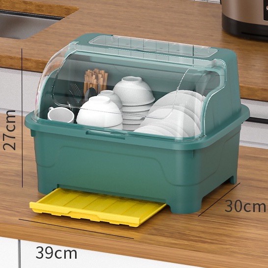 Aido Rak Pengering Air Mangkok rak piring plastik Dengan Tutup Rak Piring JUMBO /Mangkok/Sendok/Garpu Rak Dapur tempat piring dengan tutup higenis