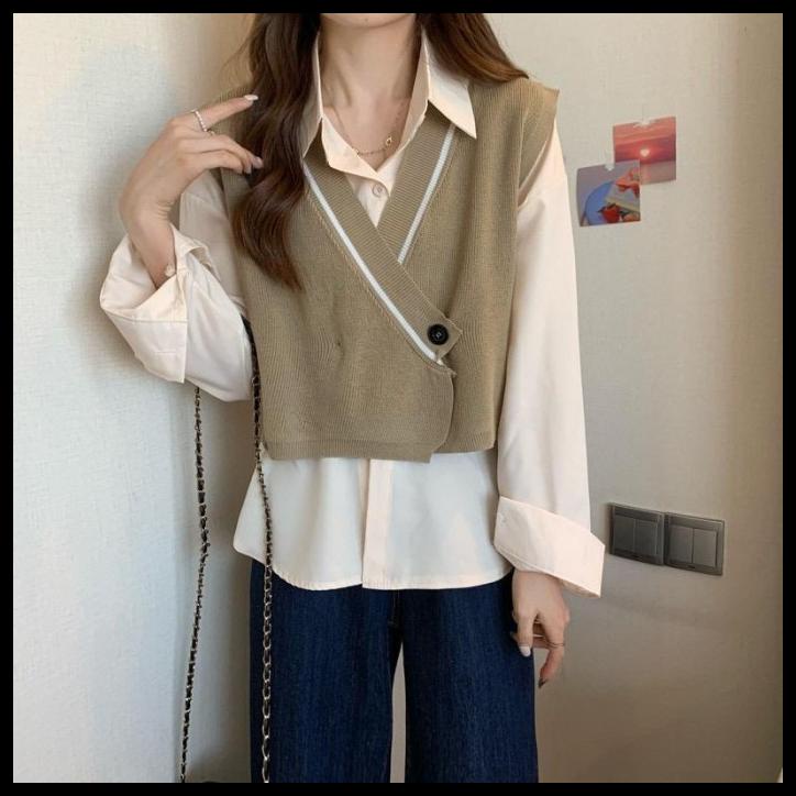 Ios Shop Abriana Rompi Vest Knit Wanita Fashion Korean Style Impor