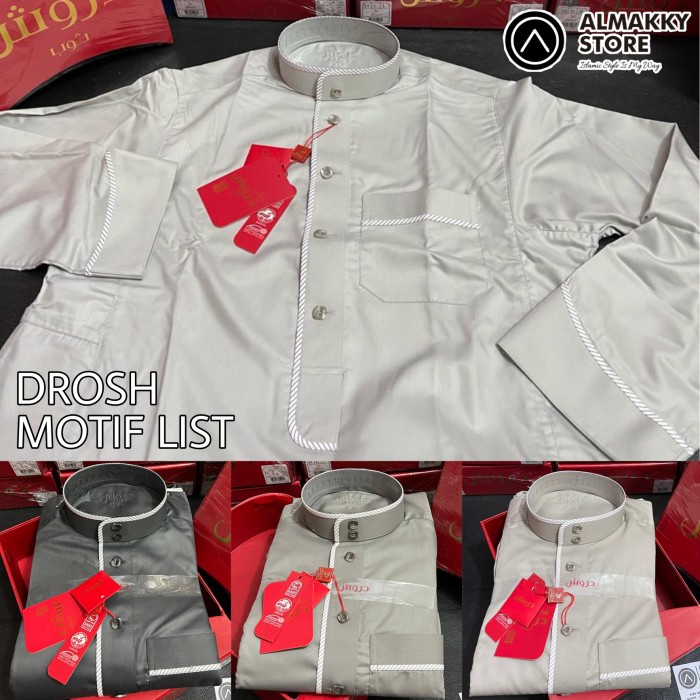 {FamilyStore} DROSH ALL VARIAN - Jubah Gamis Pria Premium Drosh Aseel Daffah Rethobe - MOTIF LIST Di