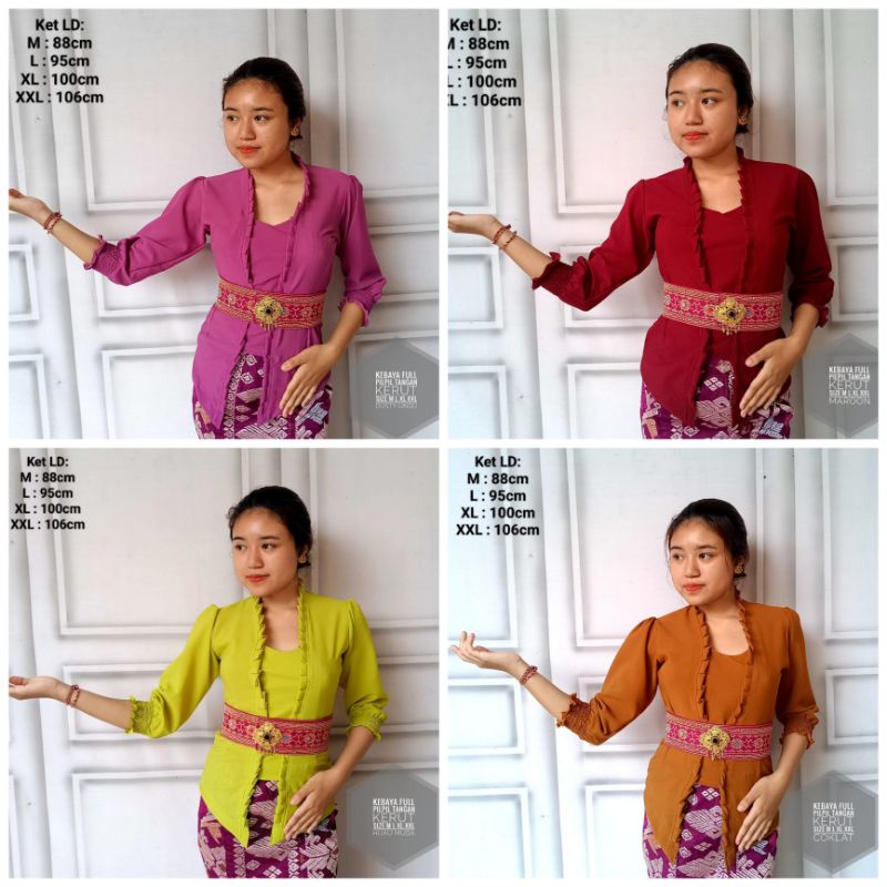 Kebaya Moscrep Full Pinggiran Tangan Kerut