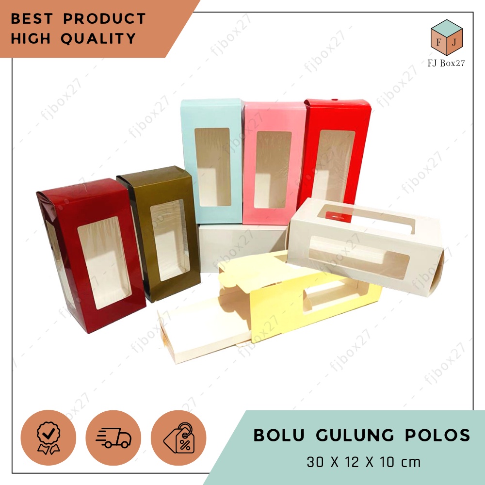 (10 pcs) BOX BOLU GULUNG POLOS IVORY 30X12X10 CM / DUS BOLU GULUNG IMLEK / ROLL CAKE BOX / BOX BOLU 