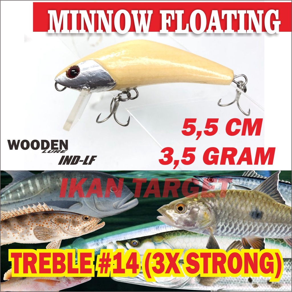 Minnow Floating Natural Kayu 3,5 Gram 5,5 Cm