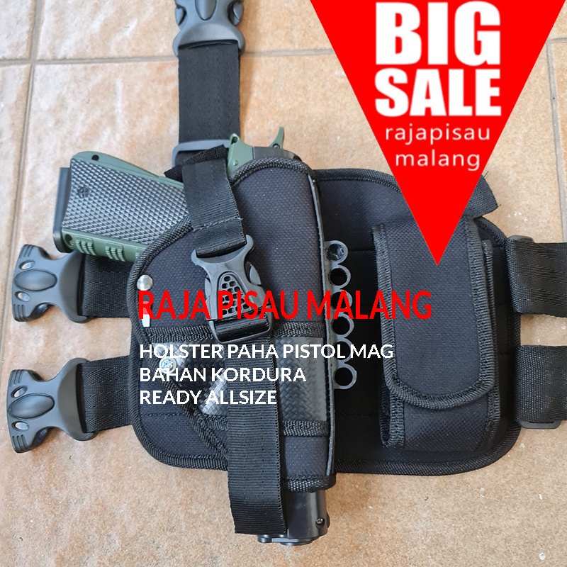 Holster Paha Kanan / Kiri Holder Pistol Taktis Militer Adjustable BAHAN KANVAS