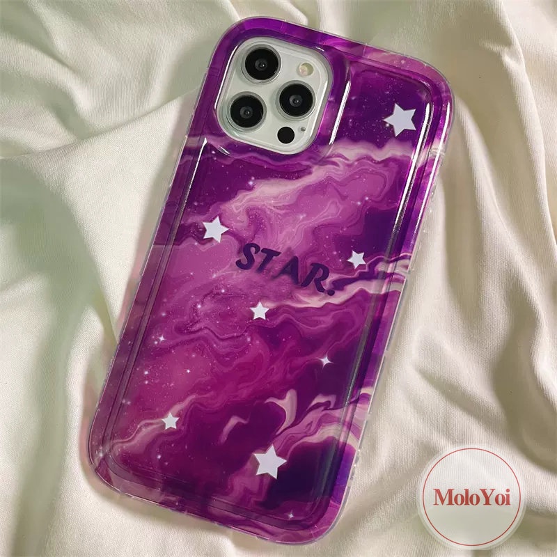 IPHONE Casing Airbag Bintang Langit Berbintang Gradasi Marmer Fashion Kompatibel Untuk Iphone11 7Plus 8Plus 14 13 12 Pro MAX 6 6S 7 8 Plus XR X XS MAX Shockproof Soft TPU Penutup Belakang Anti Jatuh