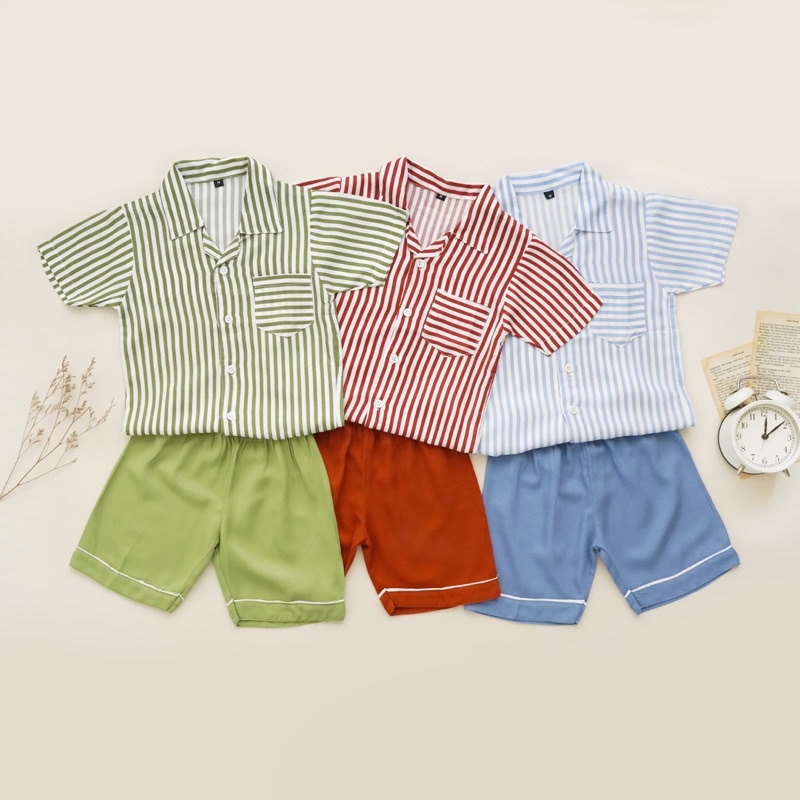 (COD) MY LITTLE STRIPE PAJAMAS SETELAN STELAN BAJU FASHION PAKAIAN ANAK LAKILAKI PEREMPUAN BAJU BOBO