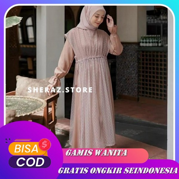 Long Dress Diva | Gamis Krinkle Lengan Serut Mode Kekinian | Gamis Crinkle Premium Terbaru 2022-2023