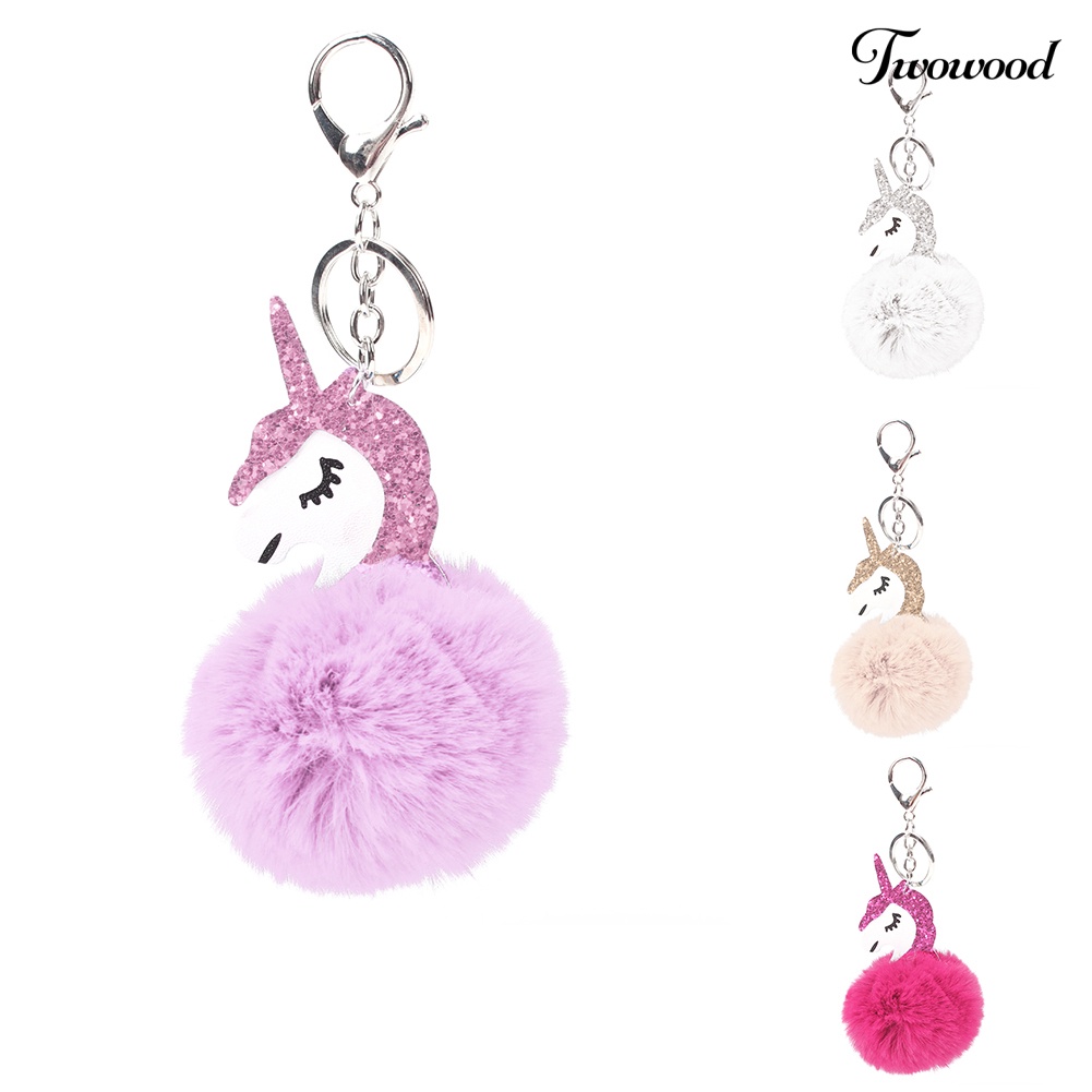 Twowood Gantungan Kunci Cincin Tas Hairball Keyring Unicorn Horse Charm Liontin Keychain Hadiah