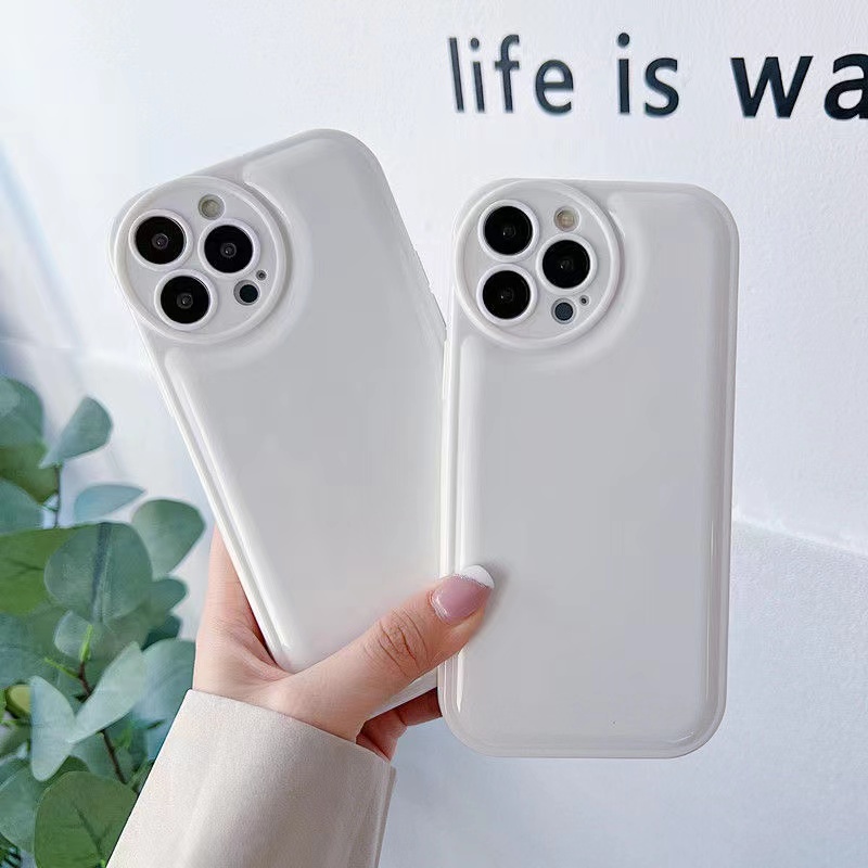 Silver white airbag Soft case HP OPPO A7 A5S A12 A11K F9 Pro A31 2020 A53 A33 A15S A32 F11 A57 A58 A3S A1 Pro Reno 5 6 7Z 8 9 VIVO V20 Pro v23 Y11 Y12i Y15 Y17 Y50 Y30i Y19 Redmi Note 10 PRO iPHONE 6S 7 8 PLUS XR XS Max 11 12 13 14 pRO Max