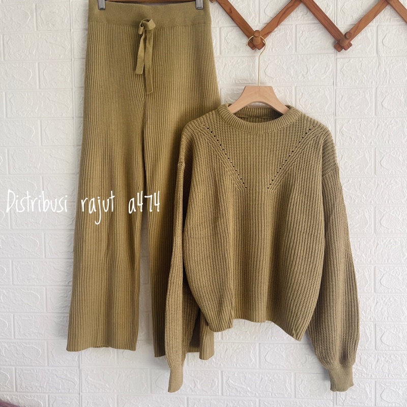 ONESET SWETER RAJUT DINAR OVERSIZE SETELAN KULOT RAJUT