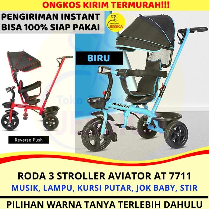 Sepeda Anak Roda 3 Tiga Tricycle Stroller Aviator At-7711 By Pacific #Original