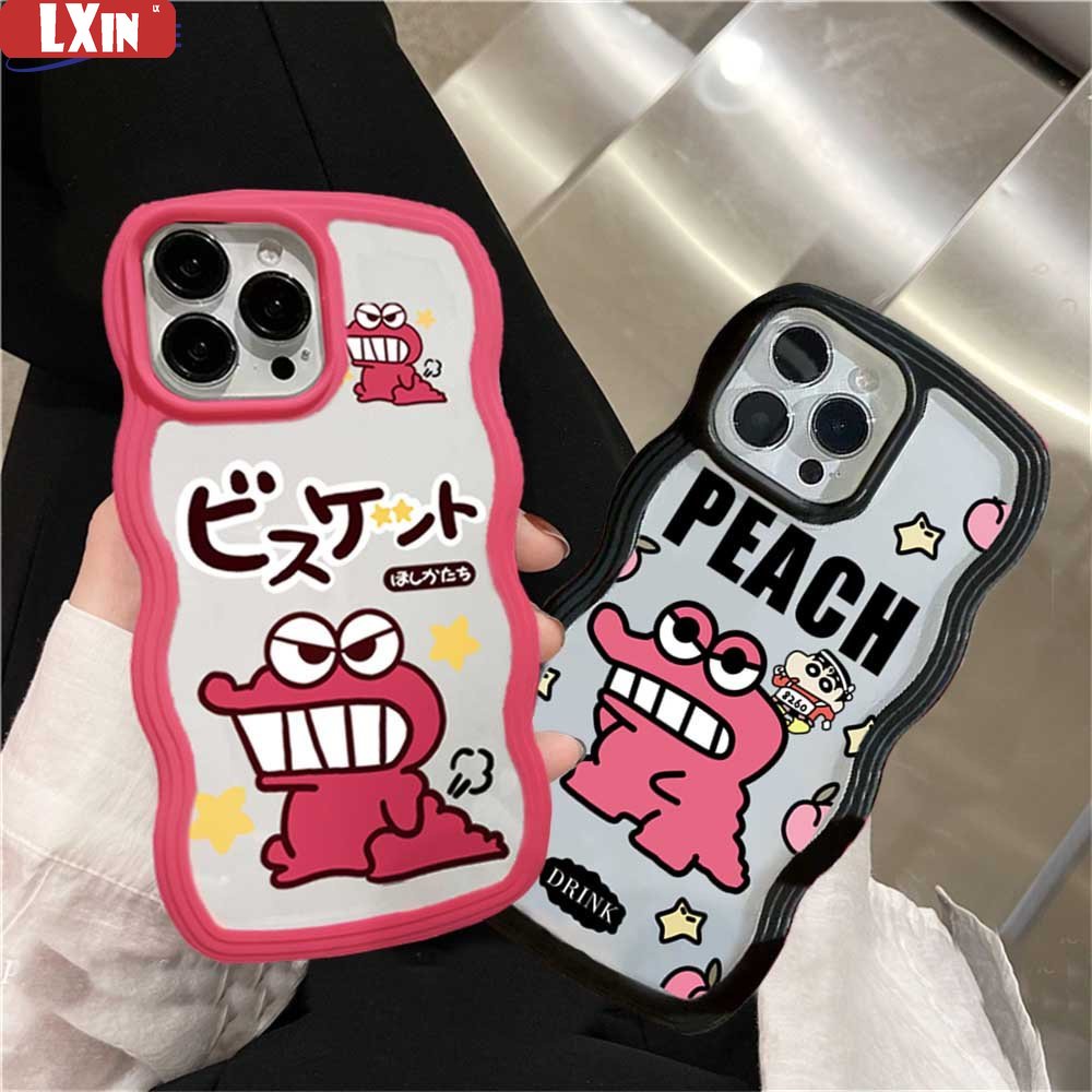 Oppo A17 A16 A57 2022 A15 A16K A54 A53 A12 A5S A7 A3S A11k A31 A52 A92 A94 A93 A37 F9 A1K A76 Kartun Pink Crocodile Wave Edge TPU Phone Case Cover