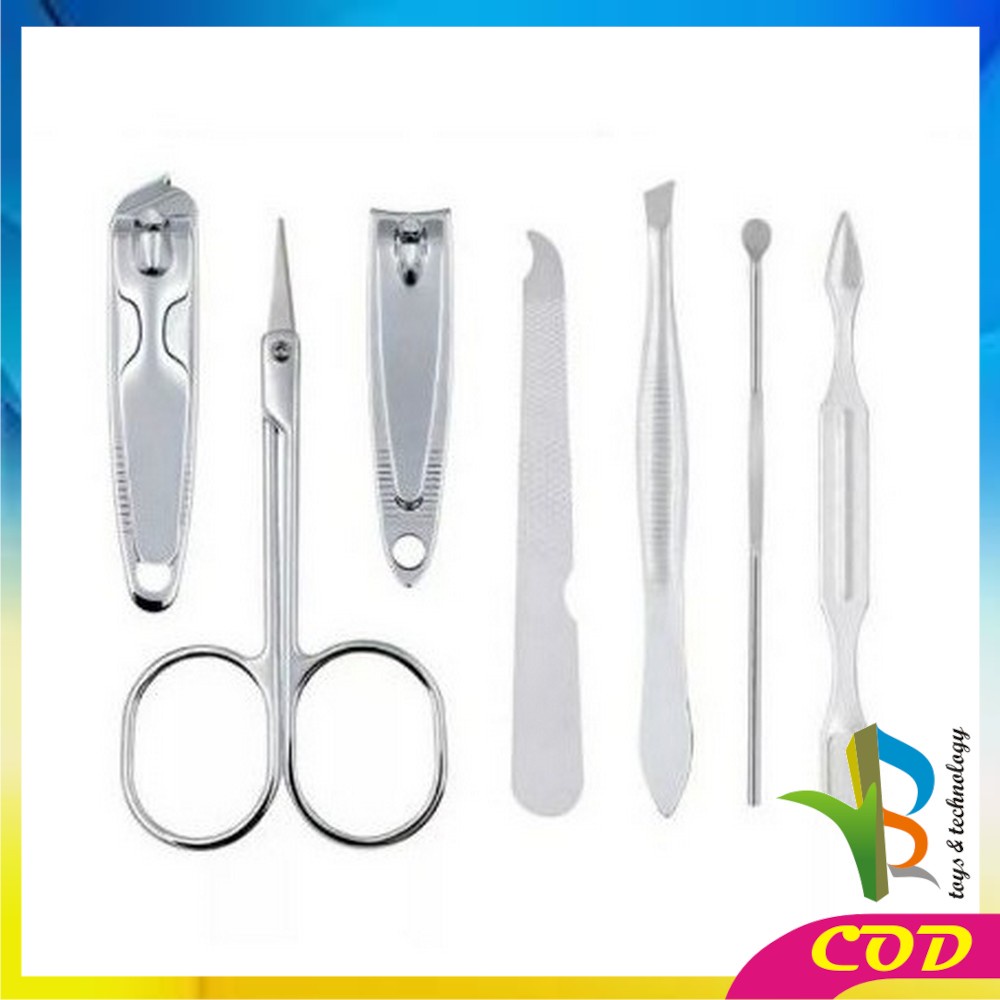 RB-K63 Manicure Pedicure Set 7 in 1 Mini Stainless Stell Gunting Kuku Portable Tools Set Perawatan Kuku Nail Art Menicure Pedicure Set Dengan Dompet