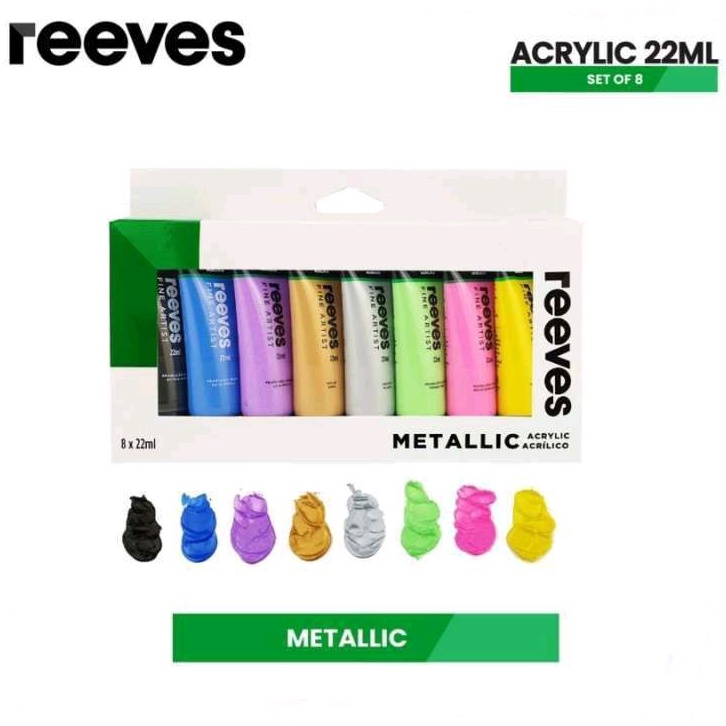 

Reeves Acrylic Paint Set 8 x 22 ml Metallic