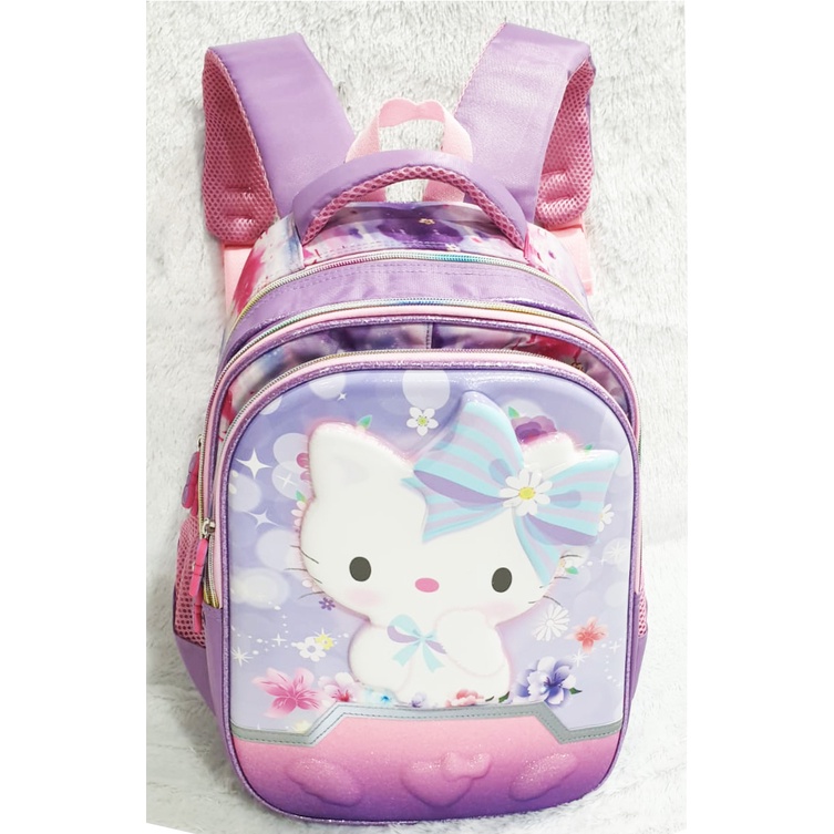 PROMO 10.10 RANSEL UKURAN SEDANG * TAS ANAK SEKOLAH BARU PEREMPUAN SD 14&quot; GAMBAR UNICORN TIMBUL EMBOS KUCING PITA 3RES LILAC IMPORT ( OSH COOL LITTLE GOLD  PILIHAN VARIAN )