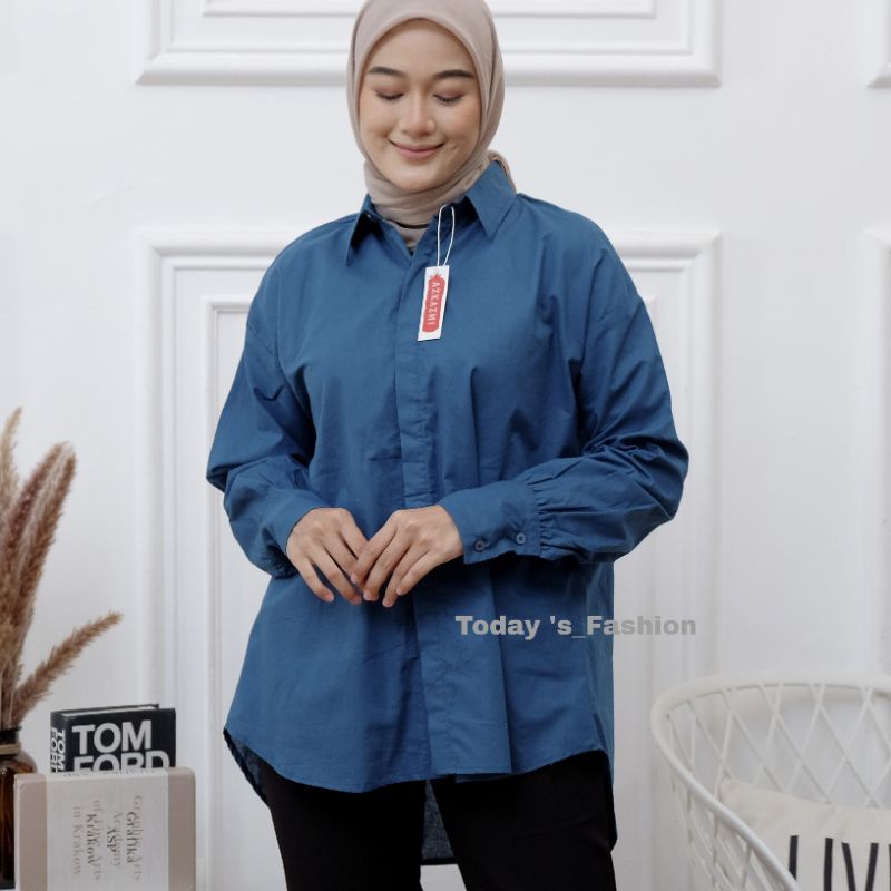 Vhea Shirt | Kemeja Oversize Wanita - Basic Katun Poplin - Atasan Wanita Polos Lengan Panjang