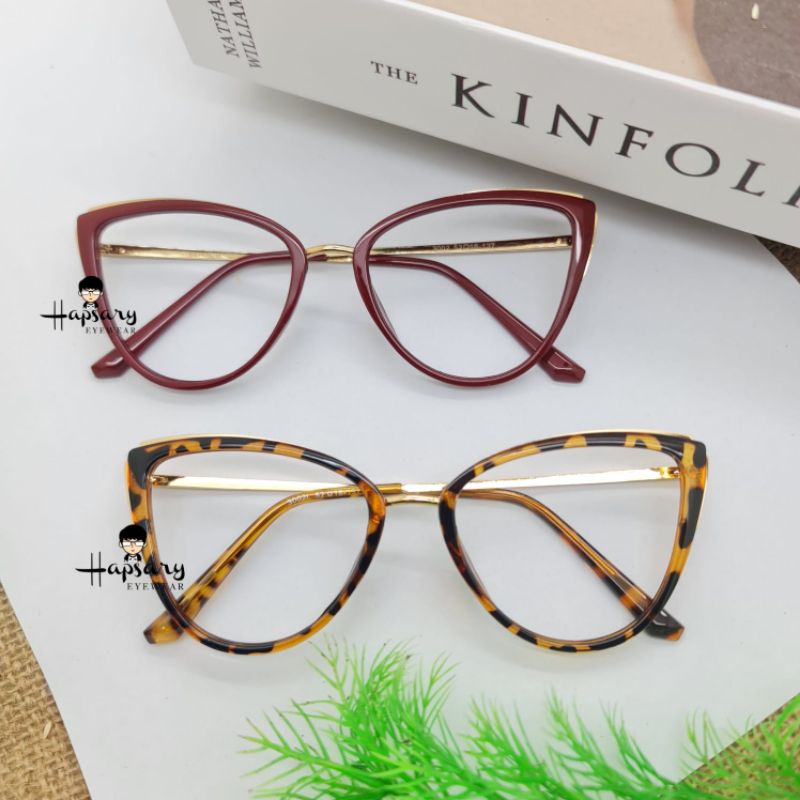 Frame Kacamata Wanita Cat Eye F3002 Minus Antiradiasi Blueray | Anti UV Photocromic | Bluecromic | Terbaru