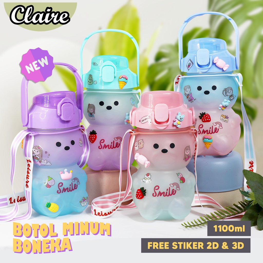 BOTOL MINUM BONEKA VIRAL MURAH WARNA 1.5 LITER dan 1.1 Liter 2D &amp; 3D STICKER