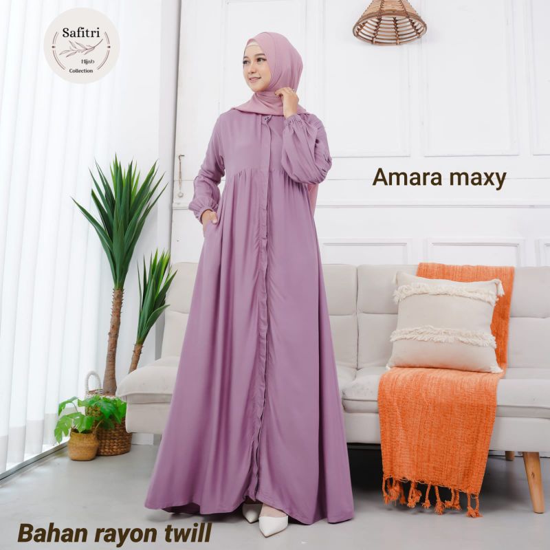 AMARA MAXY (NON-RAMPEL) gamis putih kekinian umroh thawaf manasik haji bahan Rayon Twill free bross by Safitri Fashion