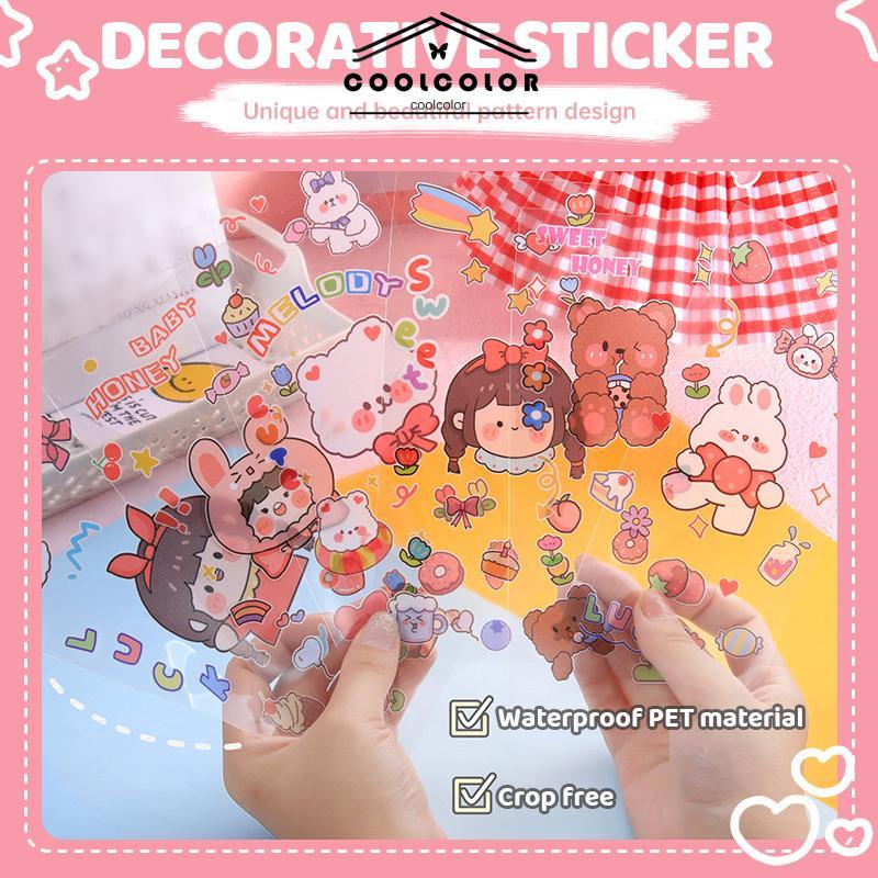 COD❤️Kartun Lucu Stiker Buku Pegangan Bahan Stiker Dekorasi Transparan Gelas Air Alat Tulis- cl