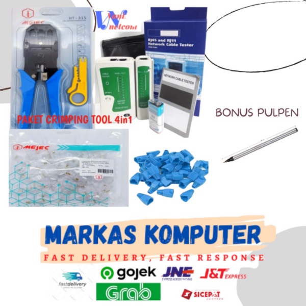 Terbaik Paket 4 in 1 Tang Crimping Tool Rj45 LAN Tester Konektor RJ45 dan Plug Diskon