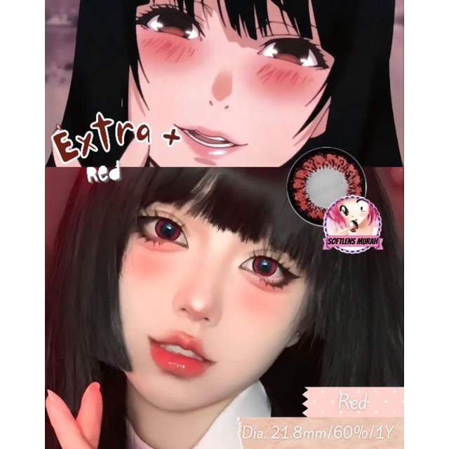 Softlens merah deep red extra plus red lens softlens korea warna merah tersedia minus only