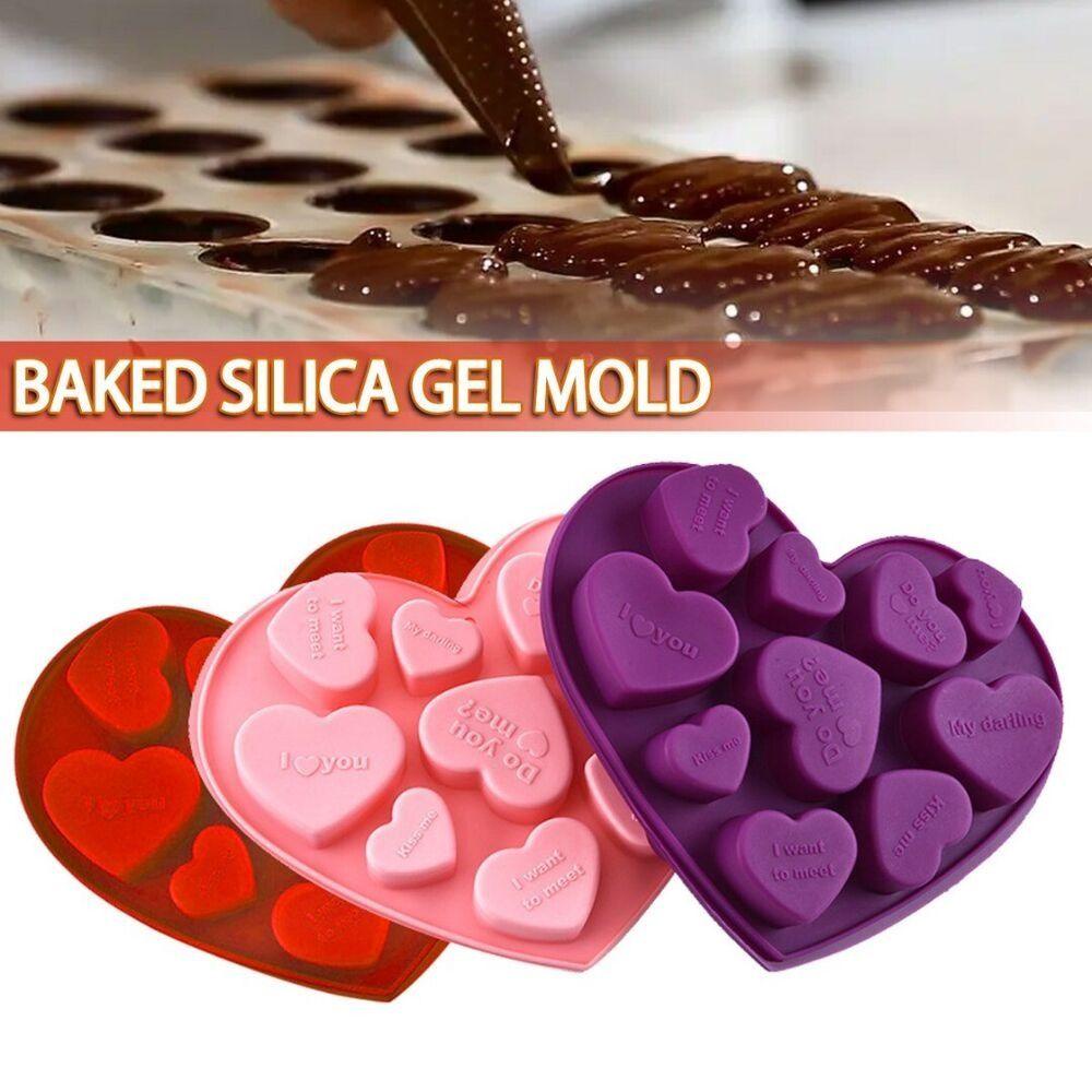 Solighter Cetakan Silikon Hari Valentine Aksesoris Baking DIY Sabun Cetakan Berbentuk Hati 3D Art Wax Mold