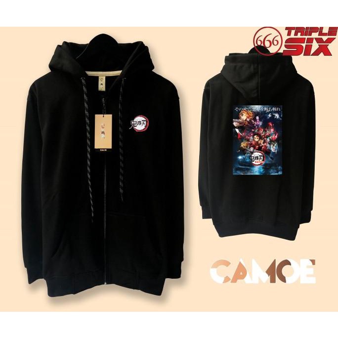 Jacket Anime Kimetsu No Yaiba Mugen Train Sweater Hoodie Pria Bahan Fleece Sablon Polyflex Zipper Re