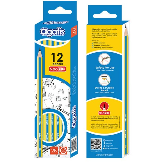 [1 PACK] Pensil 2B AGATIS NEOPEX Hexagonal Graphite Pencil