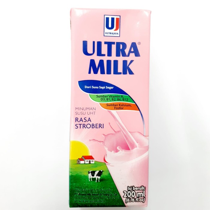 

Ultra Milk Susu UHT Rasa Stroberi 200 ml Ready Stok Baru