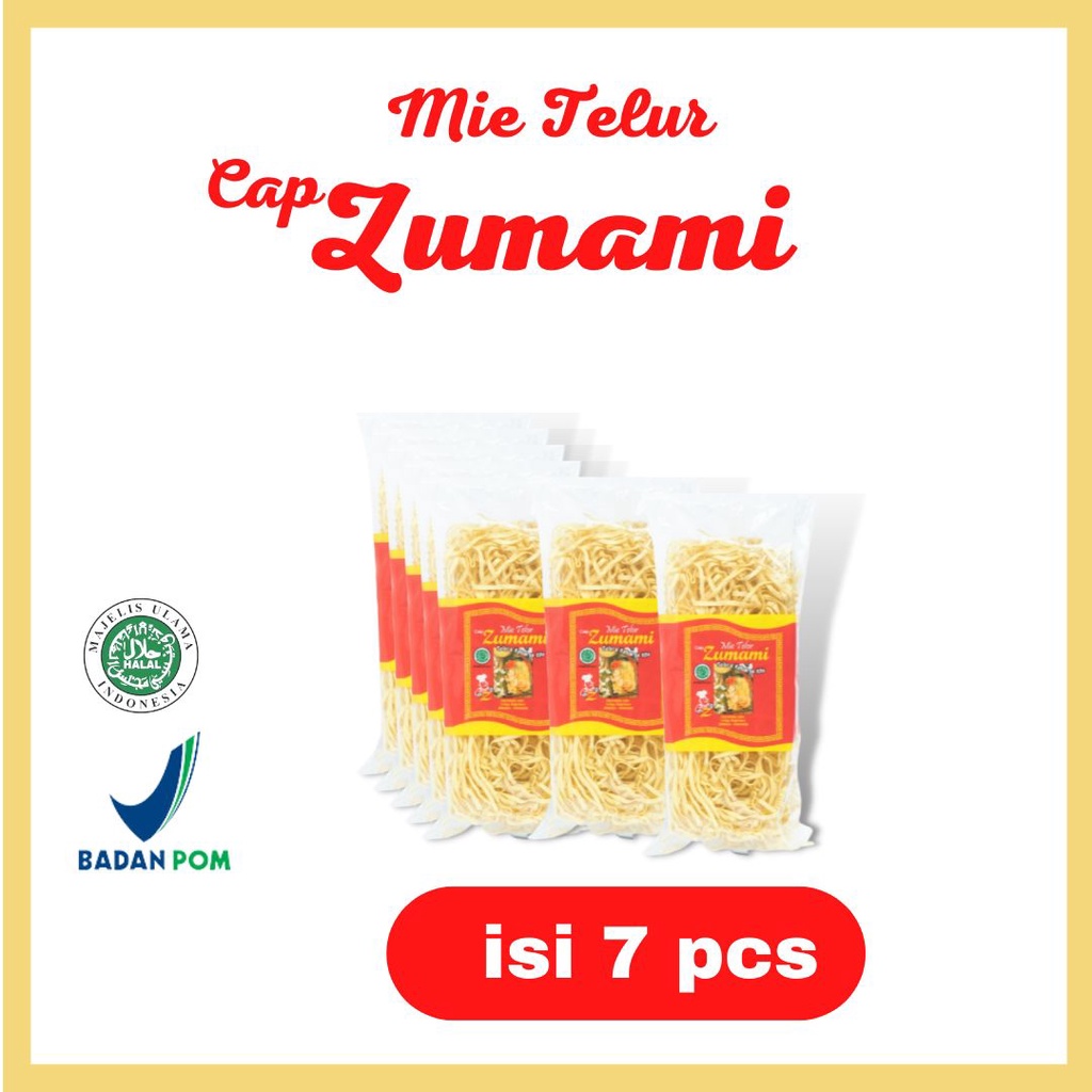 

ZUMAMI MIE TELOR 200 GRAM NON-BUMBU GEPENG / ISI 7 PCS / MIE TELUR / MIE KERING / MIE
