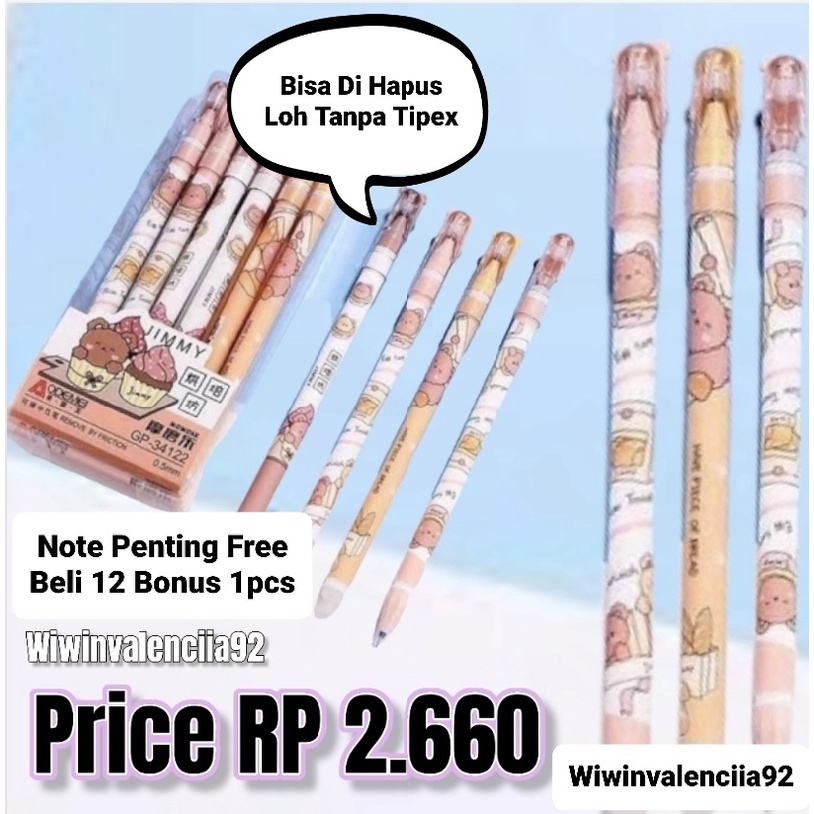 

12 PCS FREE 1 Pcs Erasable Pulpen Lucu Arti nya Pena Yang Bisa Di Hapus Atau Hilangin Tinta Pada Pul Pen Hitam Eras Ble DiHapus Bolpen Mainan Permainan Lama jadul Main dulu asah otak Kecil Harga murah laris Viral Warna Pink Alat Tulis Sekolah Kantor SET