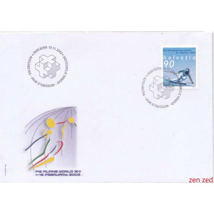 

A581 Prangko Swiss FDC 2002 Alpine Ski World Championship 1 Pcs