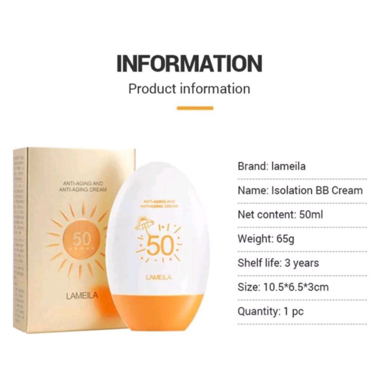 Lameila 3053 Sunblock wajah dan badan SPF 50 PA++ cream sublock berkualitas