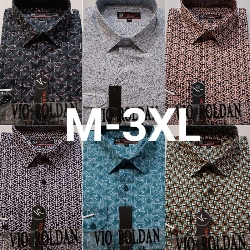 Vio Roldan Kemeja Motif Pria Lengan Panjang Kemeja Katun Kemeja Kerja Kemeja Formal Kemeja Pria