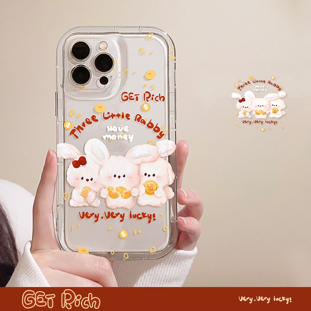 IPHONE 2023tahun Baru Cina Kelinci Lucu Emas Rabbit Kartun Silikon Case Untuk Iphone14 11 12 13 PRO MAX Casing Cover Pelindung1216