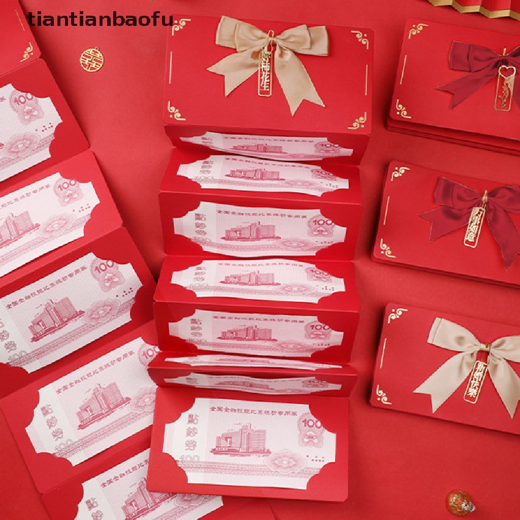 [tiantianbaofu] Kreatif Lipat Merah Paket Hot Stamping Amplop Merah Tahun Baru Anak Beruntung Tas Uang Pernikahan Ulang Tahun Nikah Merah Hadiah Amplop Butik