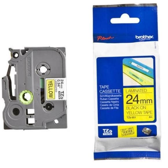 

Brother Label Tape TZE 651 24mm Black on Yellow