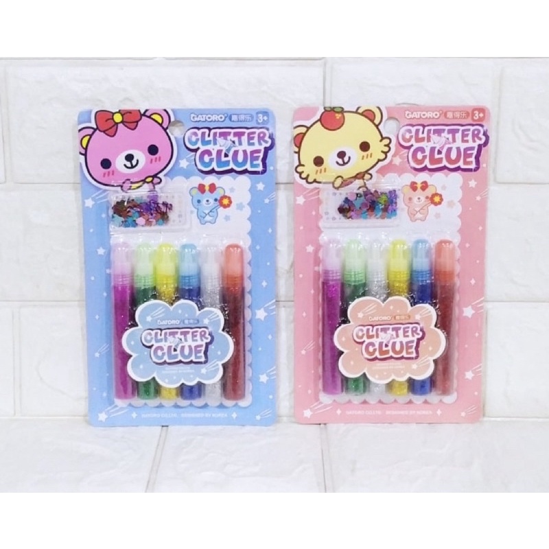 

Glitter Glue Gatoro / Lem Glitter Murah isi 6 Warna