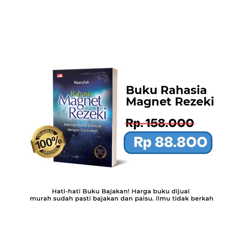 ORIGINAL BUKU RAHASIA MAGNET REZEKI TERLARIS, UST NASRULLAH ( PROMO POTONGAN HARGA, BONUS 40 AUDIO M