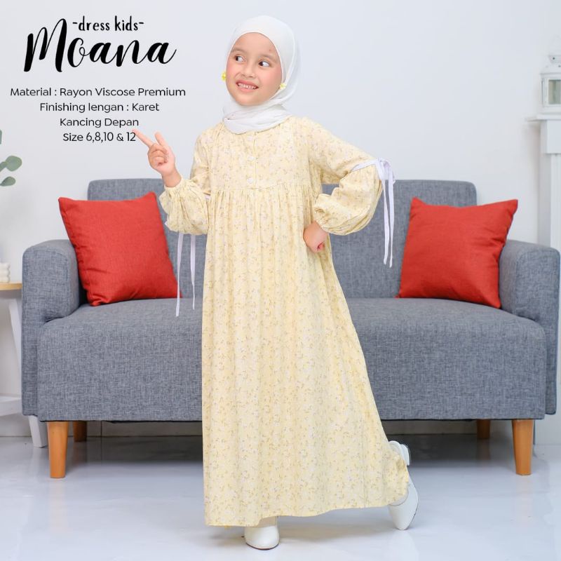 Terlaris - Gamis Anak Motif Bunga Homey Dress Anak Moana Gamis Anak Muslimah Usia 4-12tahun Bahan Rayon Viscose Premium Nyaman Dipakai| Bisa Cod