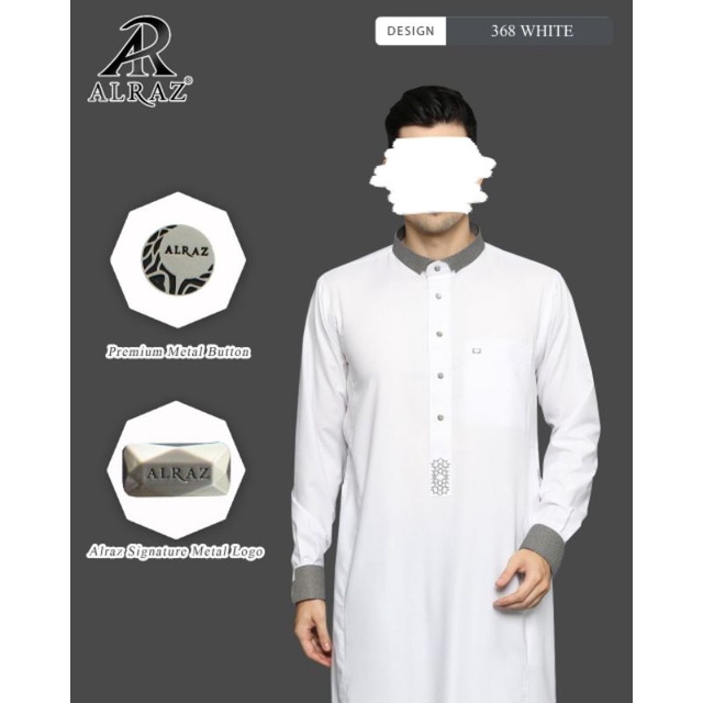 Jubah Alraz semi woll premium putih lengan manset non manset, jubah style Al Haramain