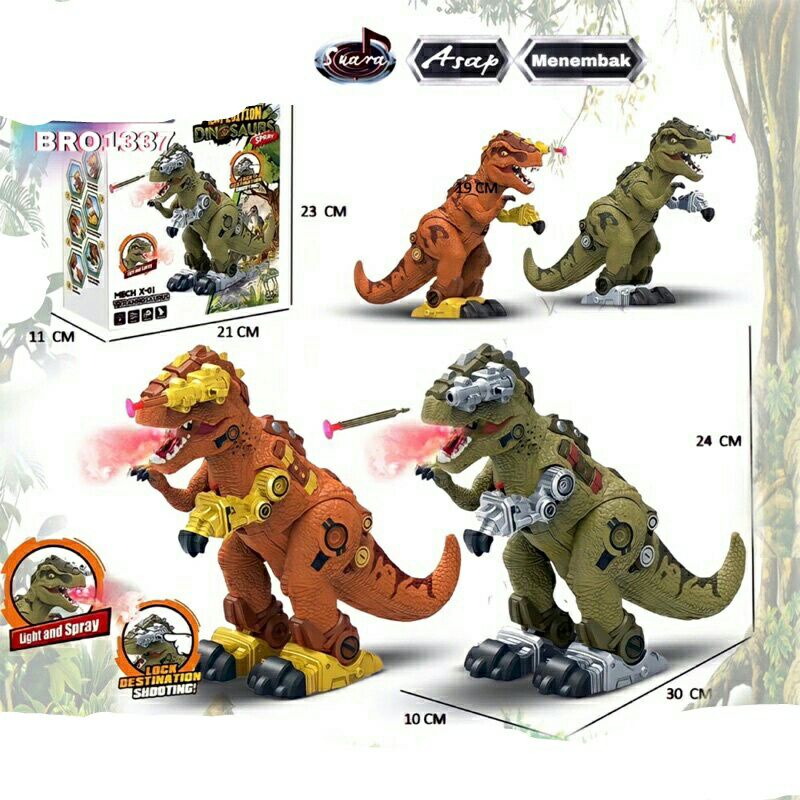 Mainan Robot Dinosaurus Battle Baterai T-REX Asap Bisa Jalan